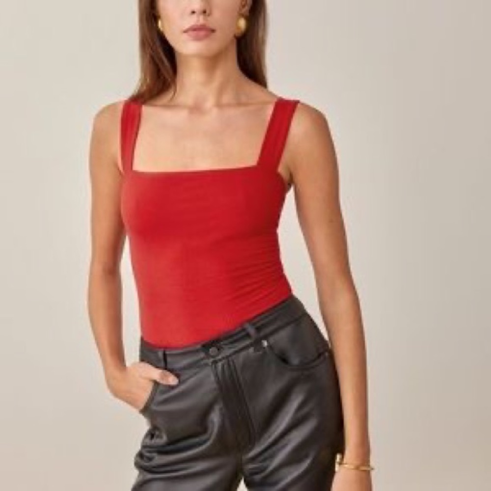 Reformation red knit tank top